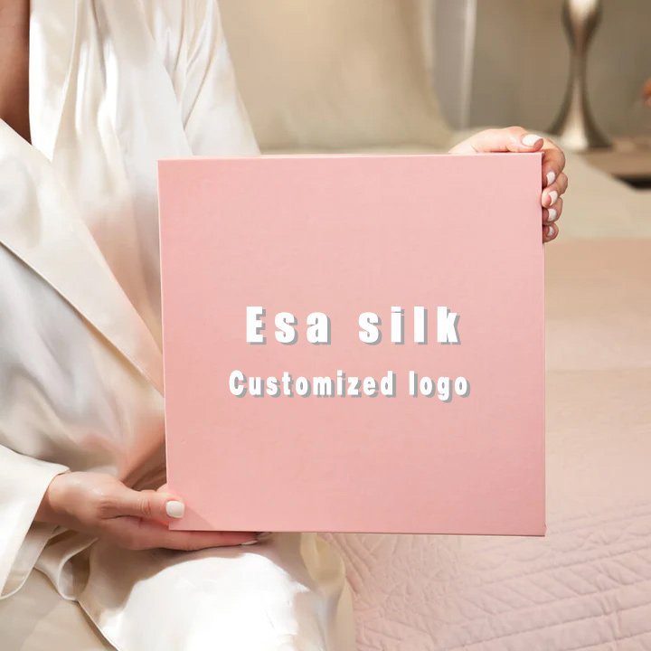Custom logo 100% pure silk pillowcase scrunchie box hair tie luxury sleep eye mask 100% mulberry silk pillow case set