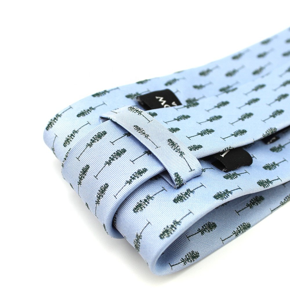 100% Silk Custom Woven Unique Sky Blue Green Tree Necktie Cufflinks Pocket Square Men Nice Gift Set Other Ties & Accessories