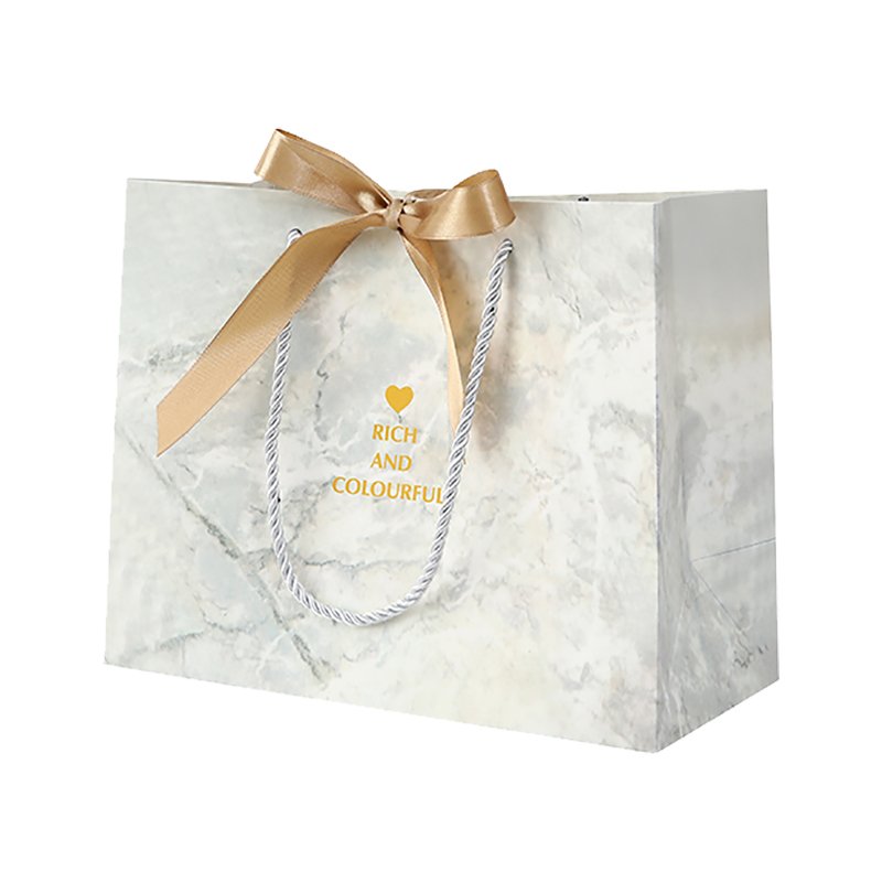 custom logo pink marble shopping bag with bow ribbon wedding favor gift paper bags manufacturers for guest