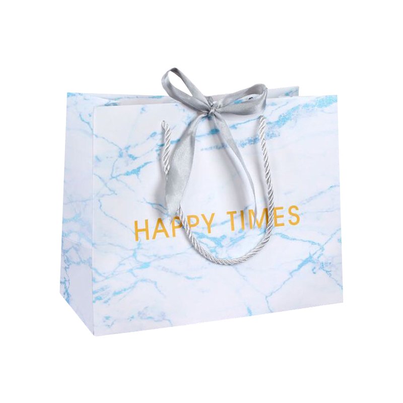 custom logo pink marble shopping bag with bow ribbon wedding favor gift paper bags manufacturers for guest