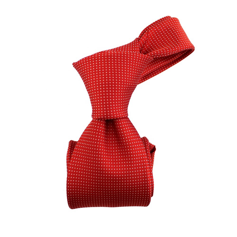 Wholesale Business Handkerchief China Supplier Wholesale Custom Woven Dot Red Tie Men Male 100% Silk Necktie With Pocket Square
