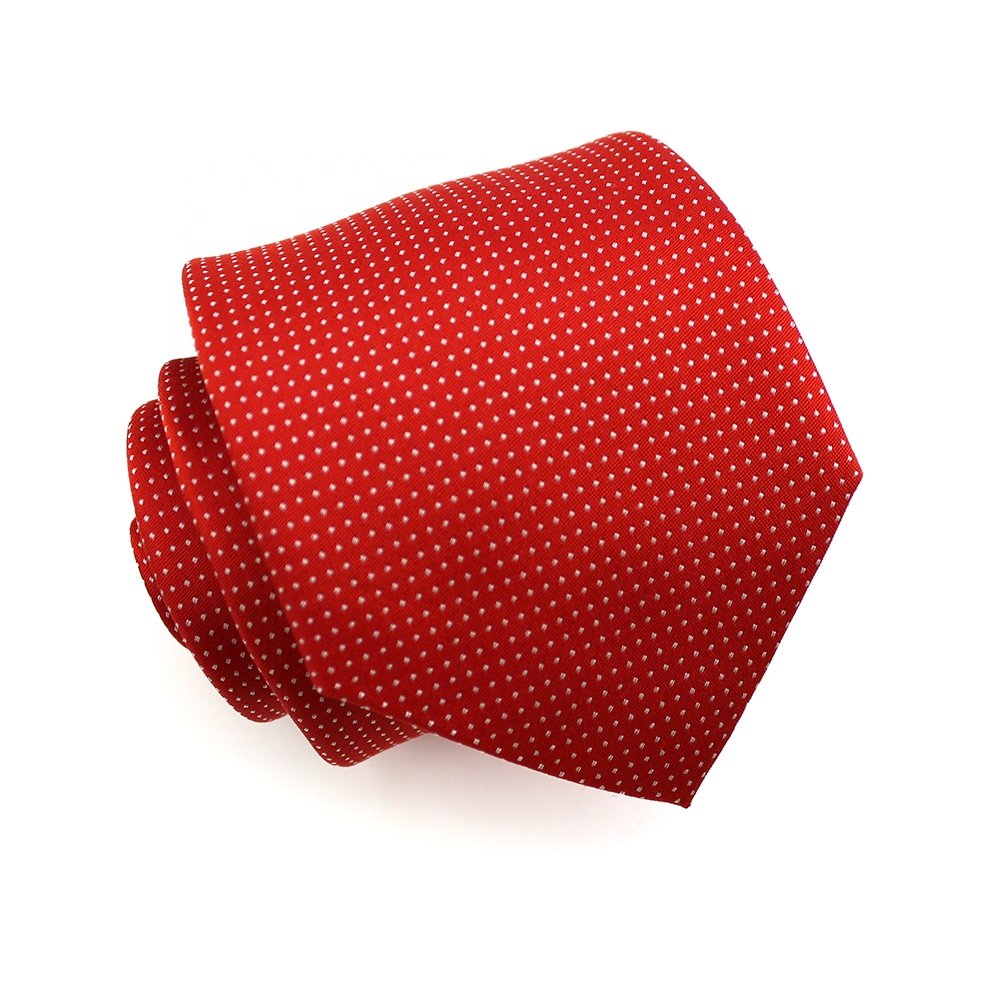 Wholesale Business Handkerchief China Supplier Wholesale Custom Woven Dot Red Tie Men Male 100% Silk Necktie With Pocket Square