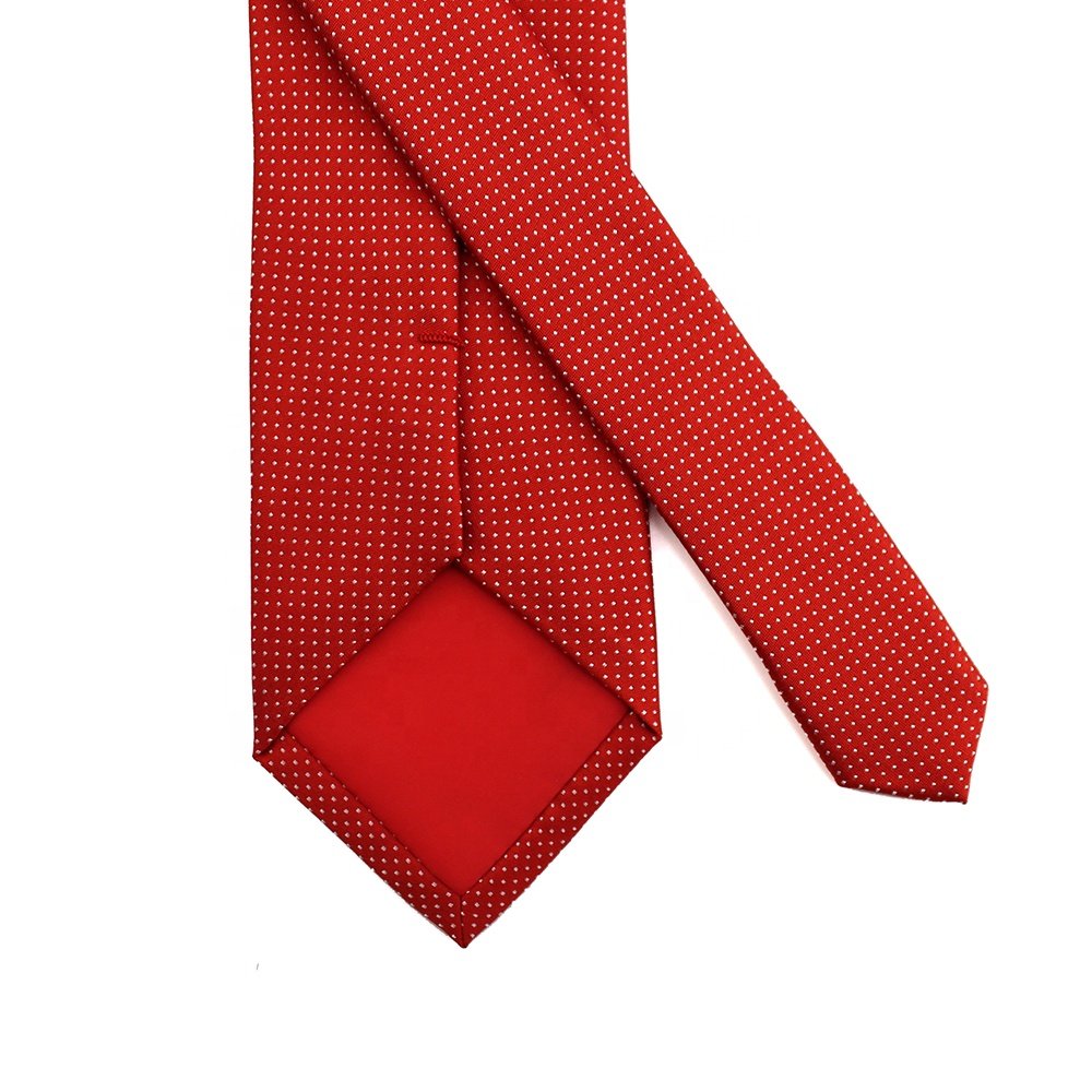 Wholesale Business Handkerchief China Supplier Wholesale Custom Woven Dot Red Tie Men Male 100% Silk Necktie With Pocket Square