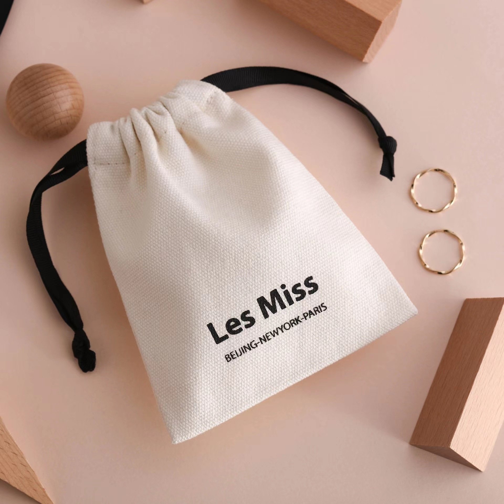 Nice Fancy Personalized Linen Cotton Bags with Drawstring Gift Bags For Jewelry