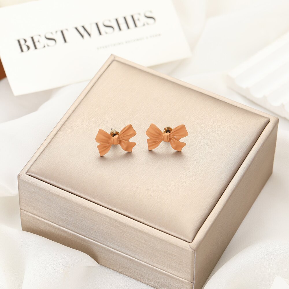 Fashionable Charms Bow Knot Resin Tie Butterfly Cartoons Cute Earrings For Women