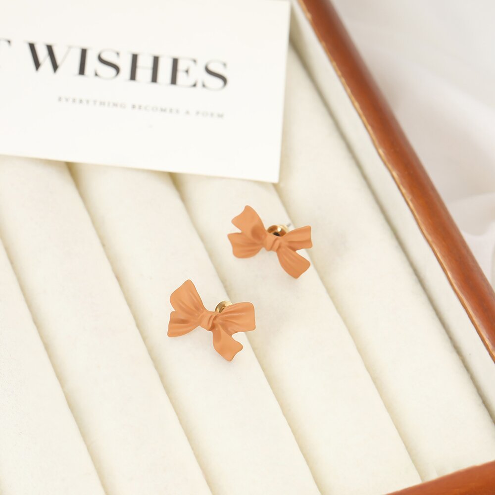 Fashionable Charms Bow Knot Resin Tie Butterfly Cartoons Cute Earrings For Women