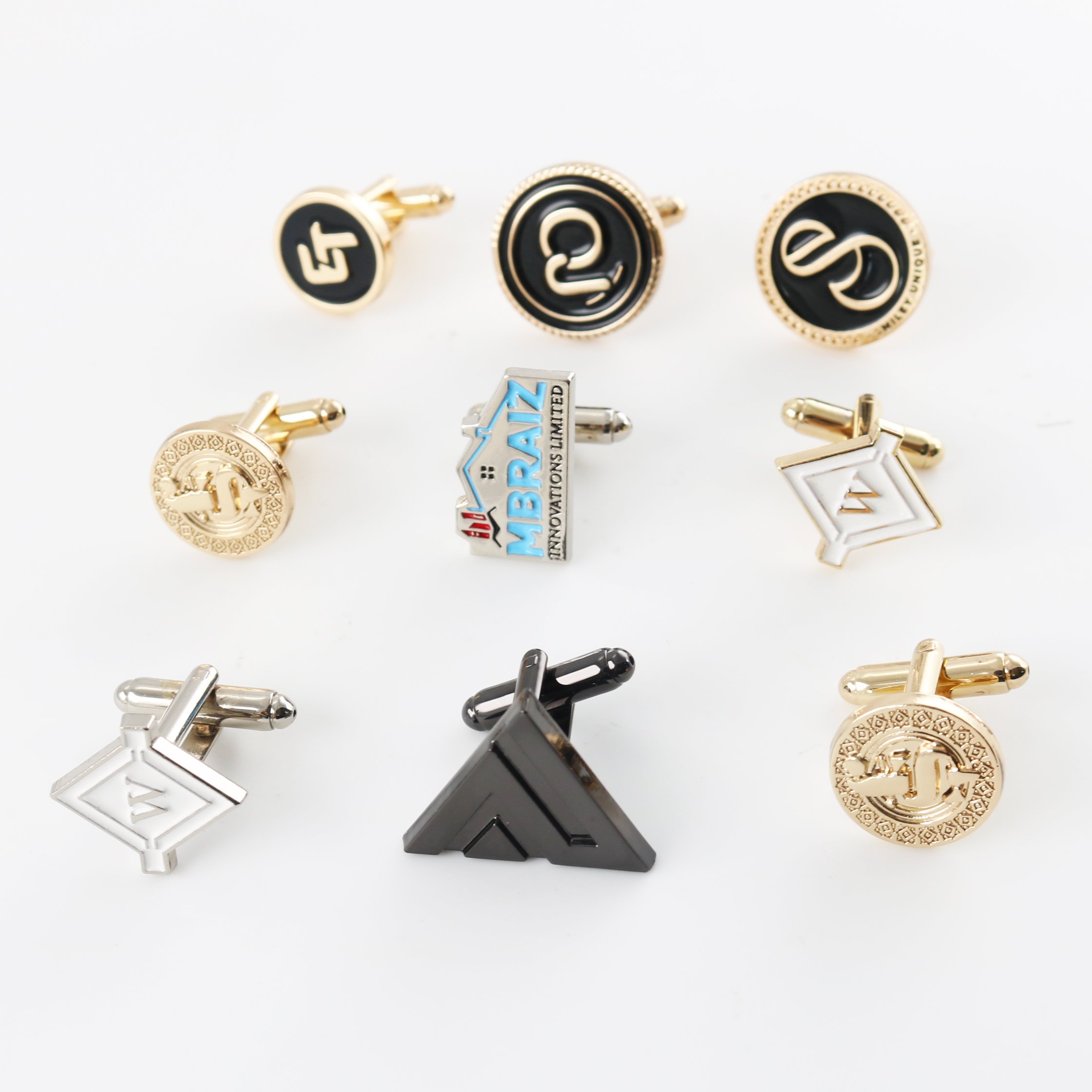 Custom original design wedding cufflink manufacturer women's metal letter Cufflinks