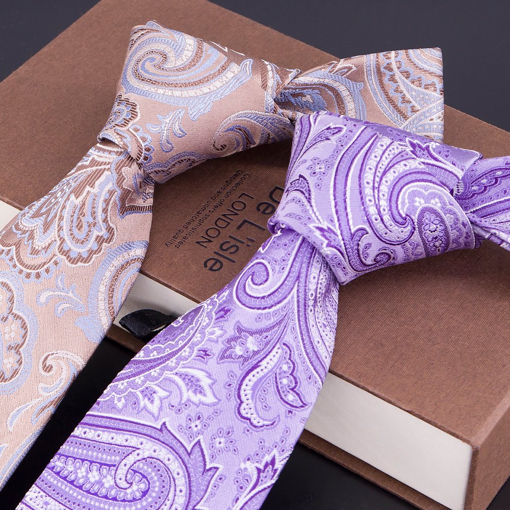 Hamocigia Custom Made 1200 Stitches Microfiber Woven Jacquard Floral Paisley Polyester Tie