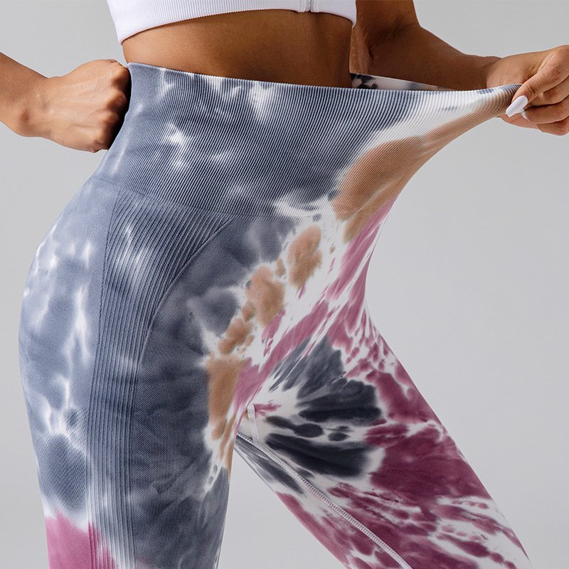 High Quality Tie Dye Women Gym Yoga Leggins Seamless Scrunch Butt Lifting Quick Drying Breathable Sports Pants for Women