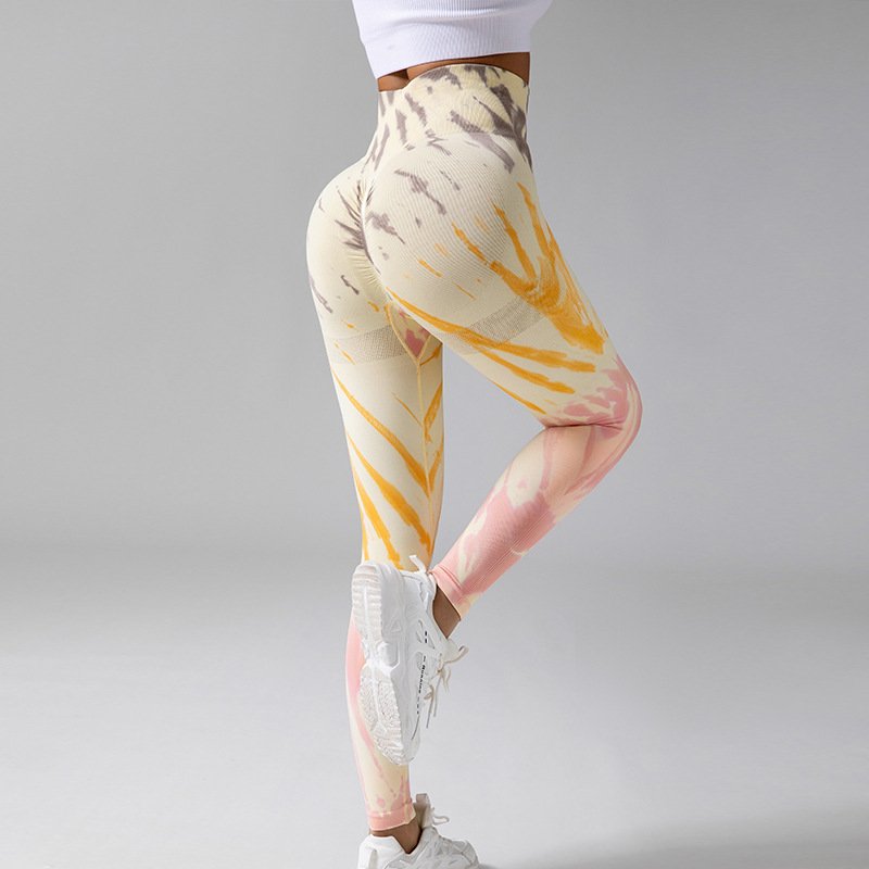 High Quality Tie Dye Women Gym Yoga Leggins Seamless Scrunch Butt Lifting Quick Drying Breathable Sports Pants for Women