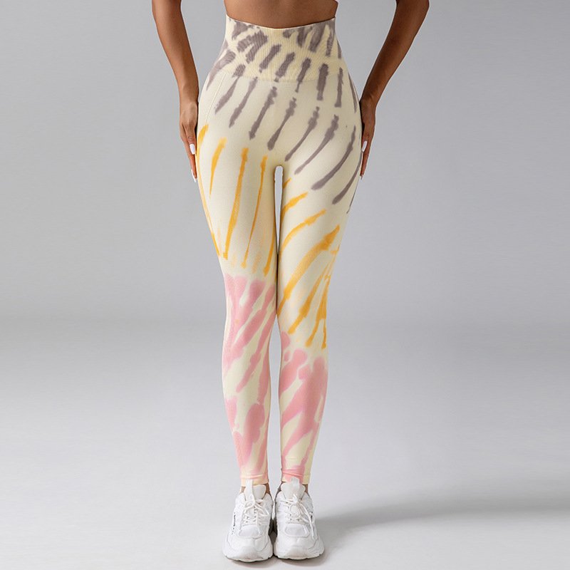 High Quality Tie Dye Women Gym Yoga Leggins Seamless Scrunch Butt Lifting Quick Drying Breathable Sports Pants for Women