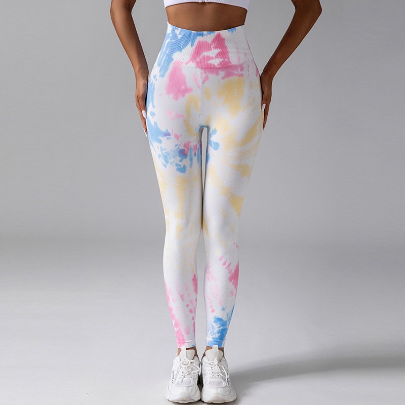 High Quality Tie Dye Women Gym Yoga Leggins Seamless Scrunch Butt Lifting Quick Drying Breathable Sports Pants for Women