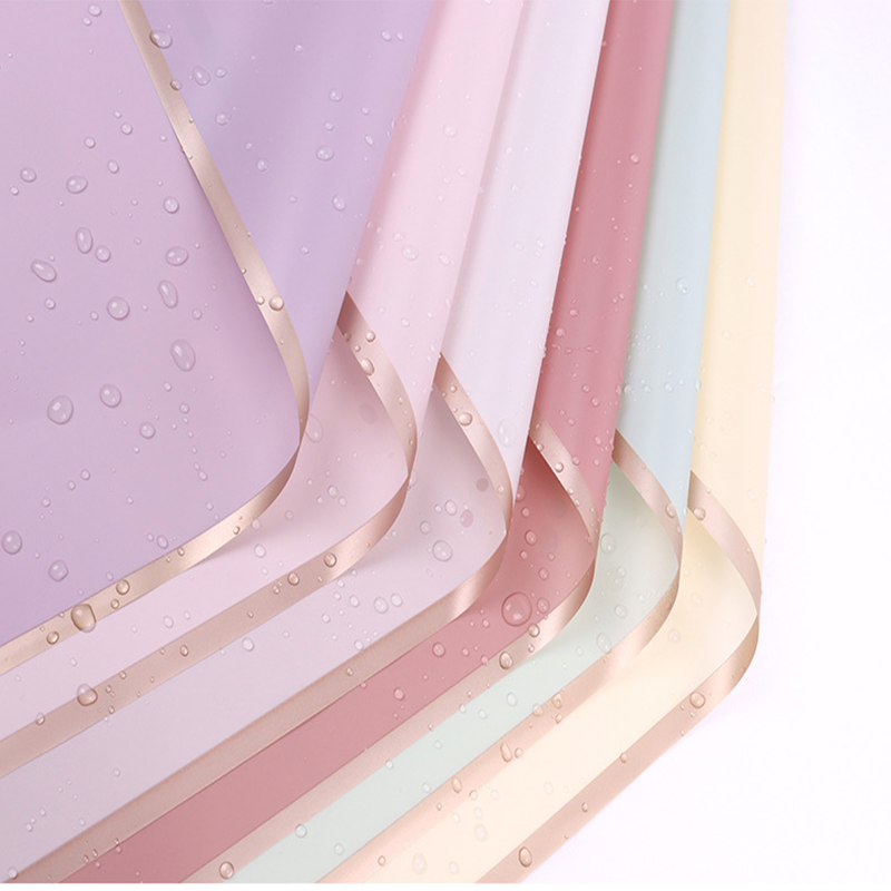 2024 Best Selling Design Golden Edge Wholesale Plastic Waterproof Frame Flower Wrapping Paper Packaging Paper For Fresh Roses