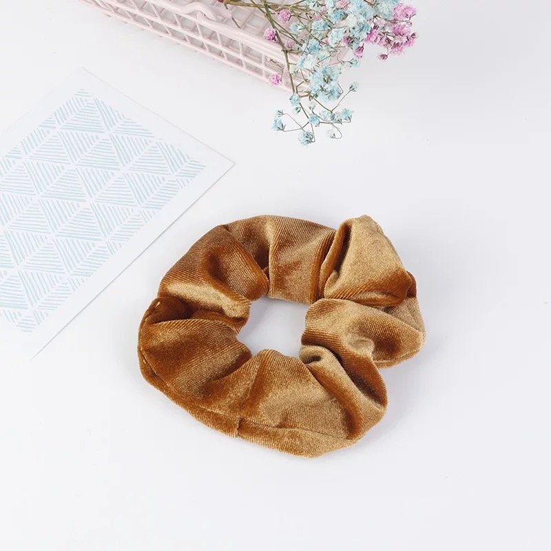 Wholesale colored velvet hair accessories popular colorful hair scrunchies for girls