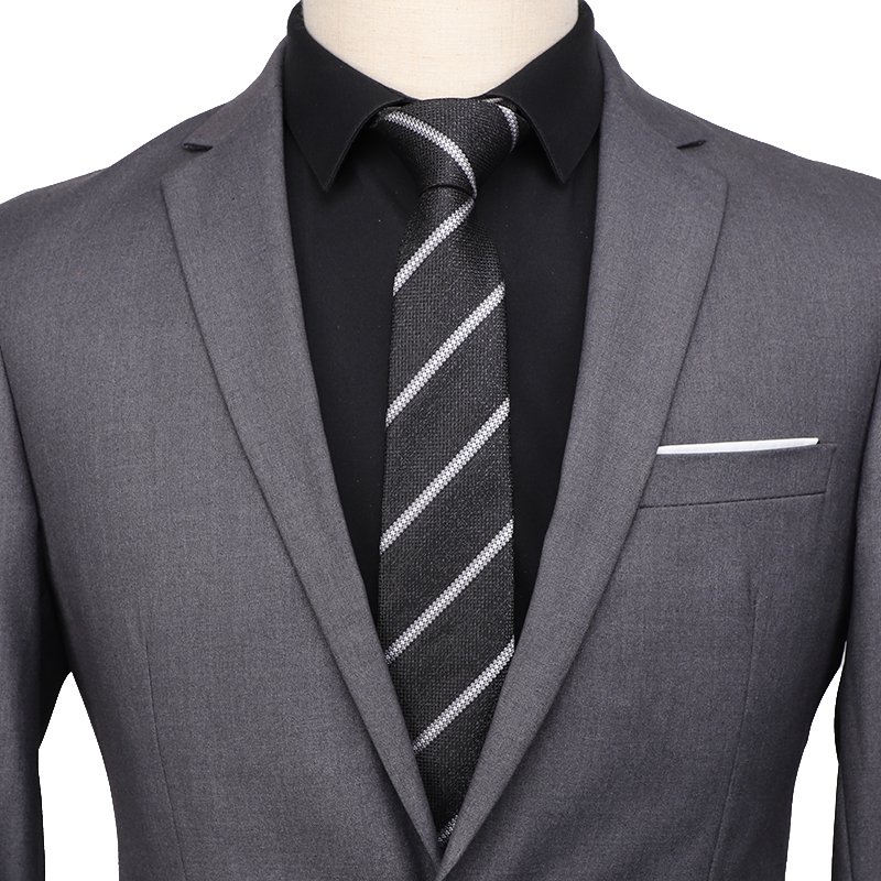 Customized Black Stripe Men Neck Ties High Quality Necktie for Men's Suit Accessories