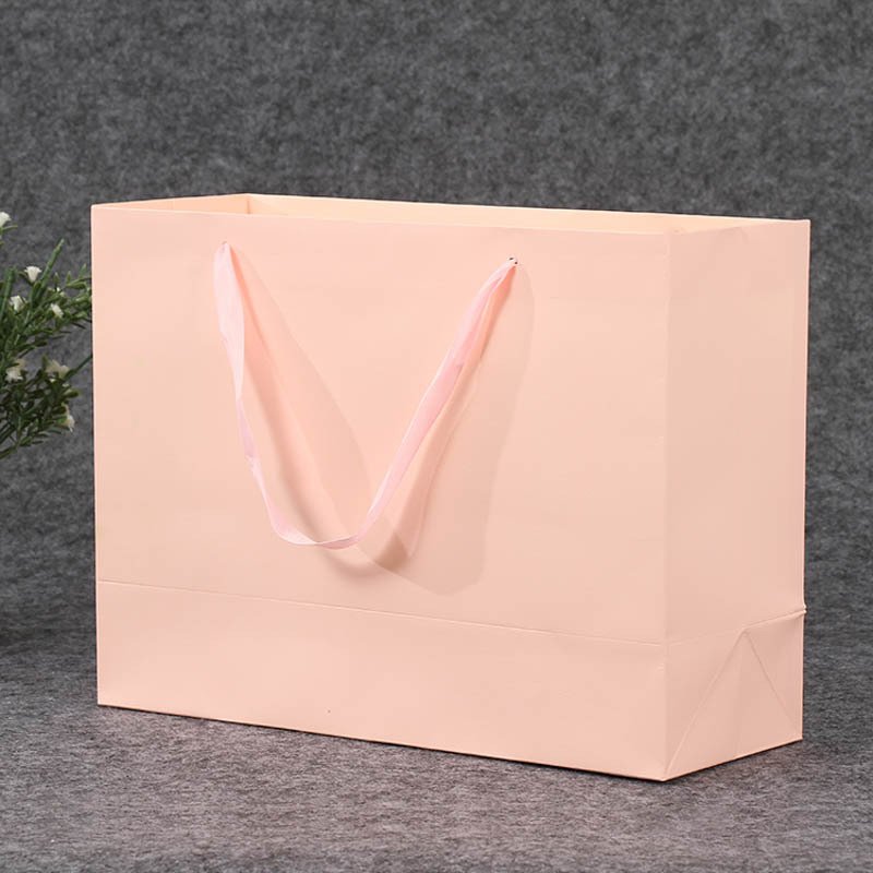 Shopping Paper Bags Standard Kraft Paper Bag Wholesale Factory Price Custom Luxury Window Tra Nsparznt Flexo Printing Pink White