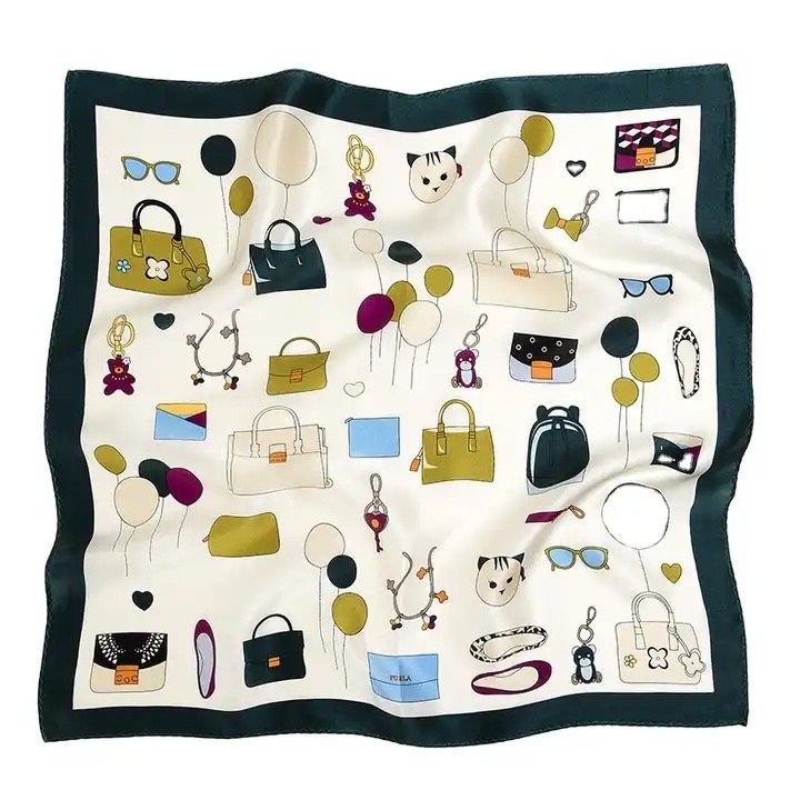 High Quality Classic Style Soft Silk Square Scarf Custom Printed Silk Head Scarves