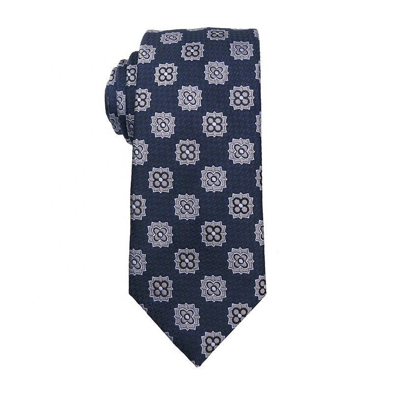 Wholesale Fashionable High Quality 100% Polyester Jacquard Ties Navy Blue Series Men's Business Ties Floral Neck Ties
