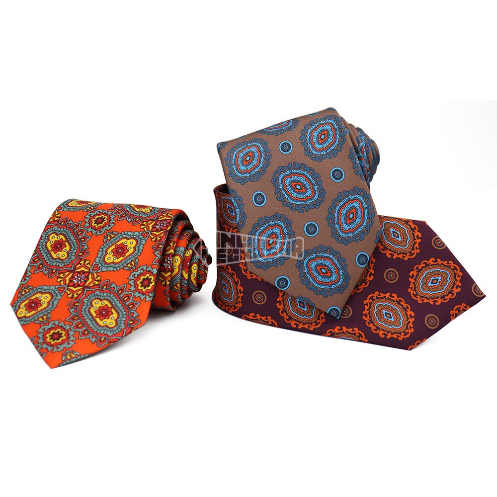 Alibaba Online Shopping Fashion Silk Neckties Medallion Patterned Print Necktie Mens Ties Custom