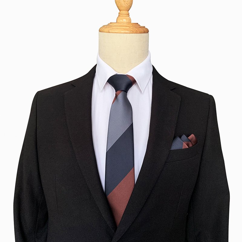 Men's Ties Classic Blue Striped 8cm Silk Necktie Handkerchief Set Business Formal Wedding Tie Gift For Men