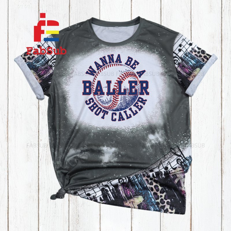 Polyester Bleach T-Shirt Short Sleeve Cotton Feel Sublimation T-Shirt Faux Bleached Shirt Super Soft Sublimation Tshirt
