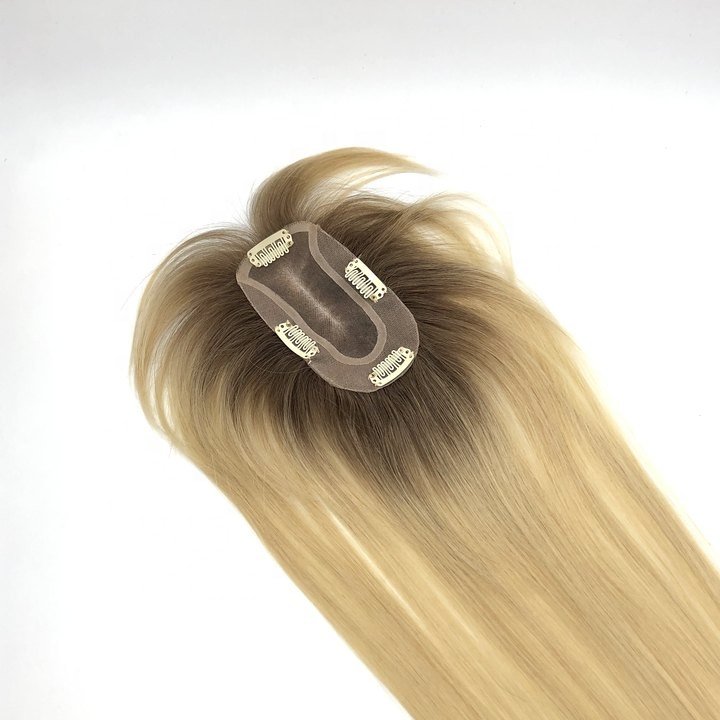 LONGFOR Ready Stock Human Hair Fringe Bangs Hand Made Remy Hair Blonde Color Root Color Mono Topper