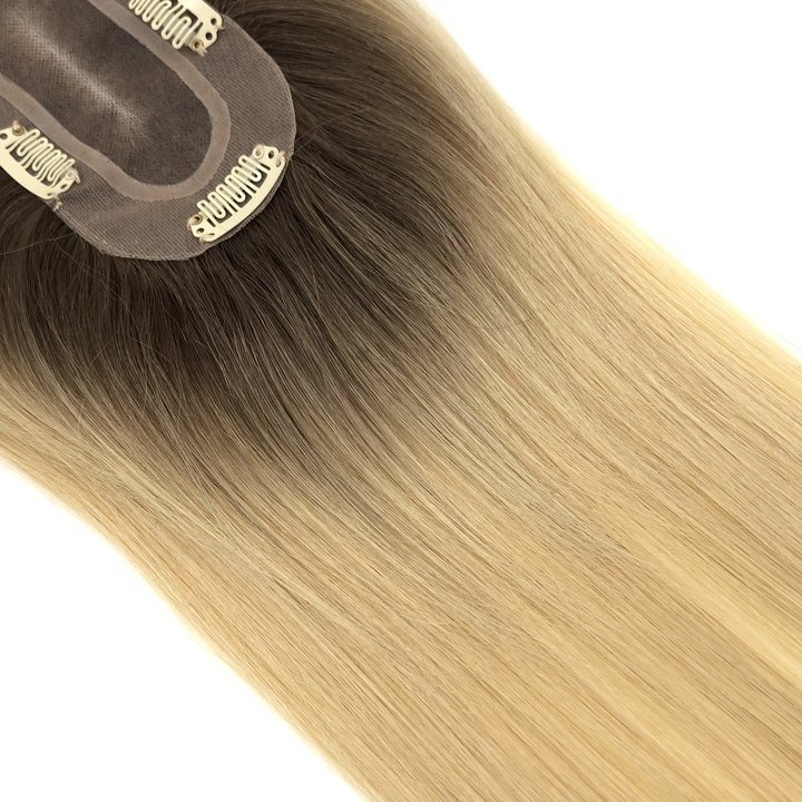 LONGFOR Ready Stock Human Hair Fringe Bangs Hand Made Remy Hair Blonde Color Root Color Mono Topper
