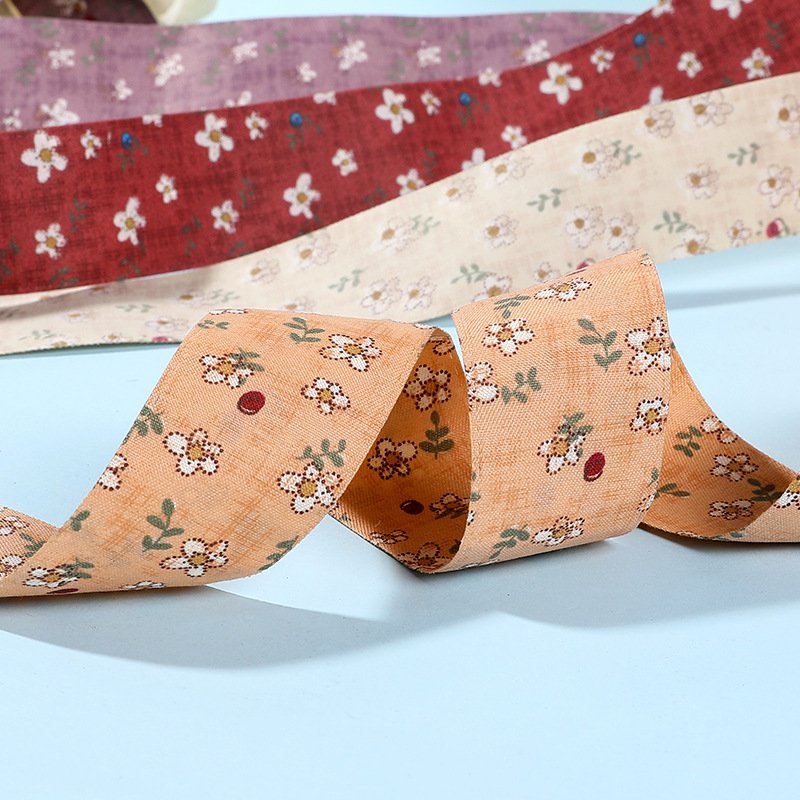 22 Yards Retro Embroidery Small Flower Silk Ties 2.5cm Polyester Ancient Chinese Clothing Accessories for Hair National Attire