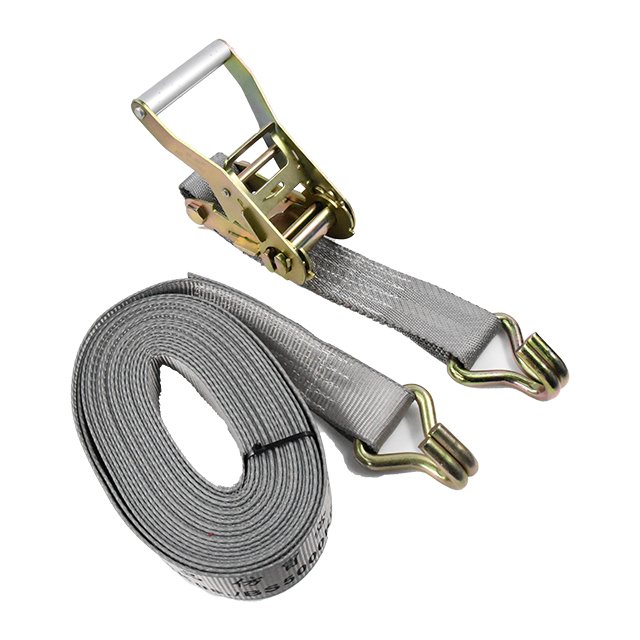 2" x 30' Ratchet Strap with wire hook tie down double J hook cargo strap