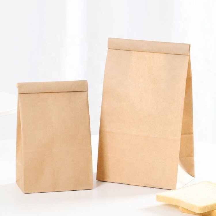 Biodegradable Brown Paper Flat Bottom Tin Tie Kraft Paper Coffee Bag