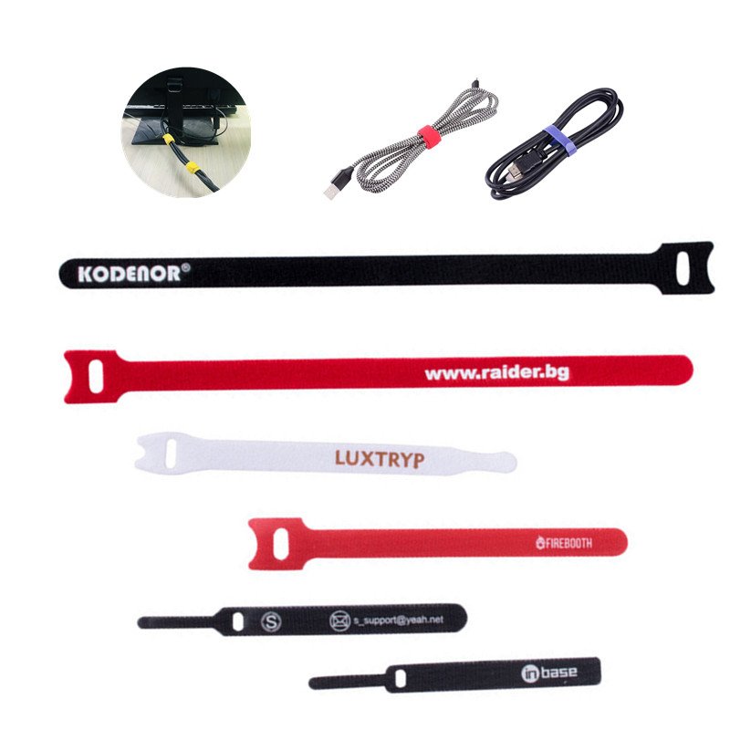 Trendy Business Promotion Office Gifts Velcroes Cable Ties Hook Loop Strap Custom Logo Velcroes Fastener Tape Hook Loop Tape