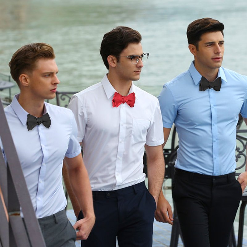High Quality Fashion Printed Design Self Knot Bowtie Black Self Tie Bow Tie
