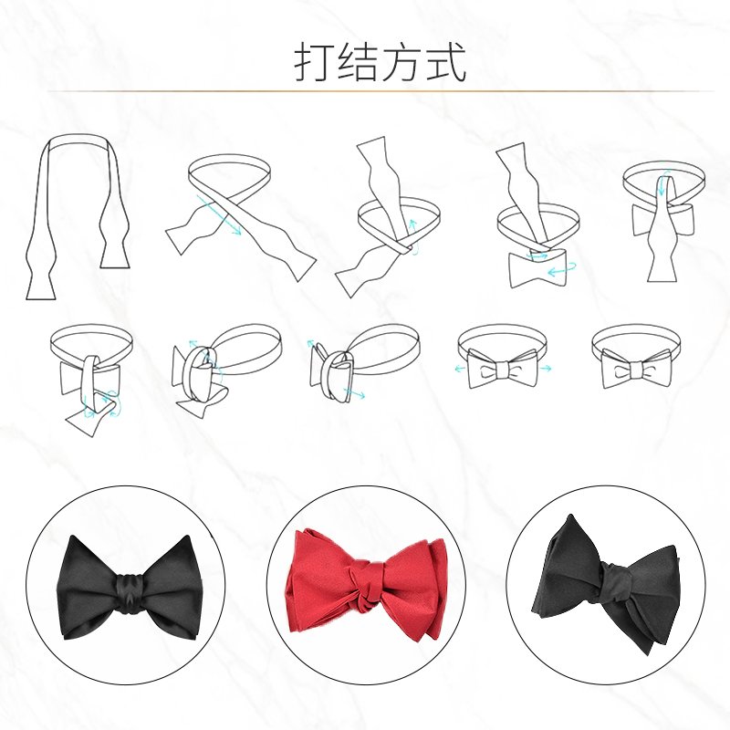 High Quality Fashion Printed Design Self Knot Bowtie Black Self Tie Bow Tie