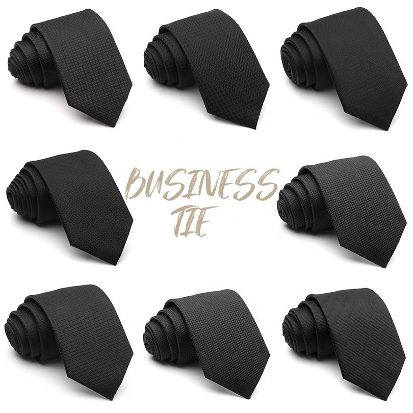 2024 Man fashion jacquard polyester woven tie hand-made black tie high quality hot sale gentlemen dot tie
