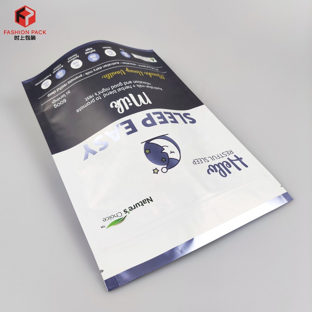 Digital Printed Customized Doypack Ziplock Metallic Foil Logo Milk Powder Stand Up Mylar Pouch Bag