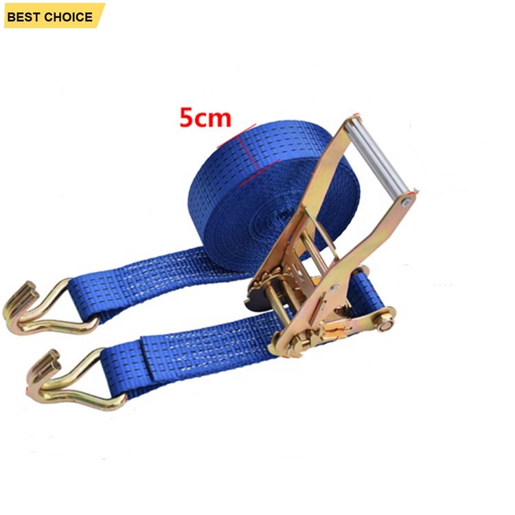 3T 2 Inch Strap Belt Double J Hook Polyester Cargo Lashing Ratchet Tie Down Straps