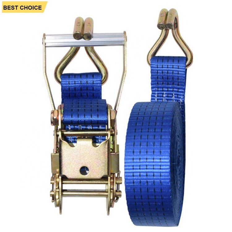 3T 2 Inch Strap Belt Double J Hook Polyester Cargo Lashing Ratchet Tie Down Straps
