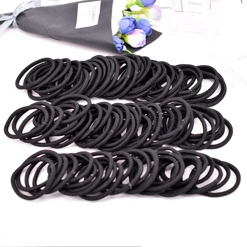 CHENGHE wholesale black color 4mm high elastic rubber band soft hair ties for men cheap seamless raw accessories