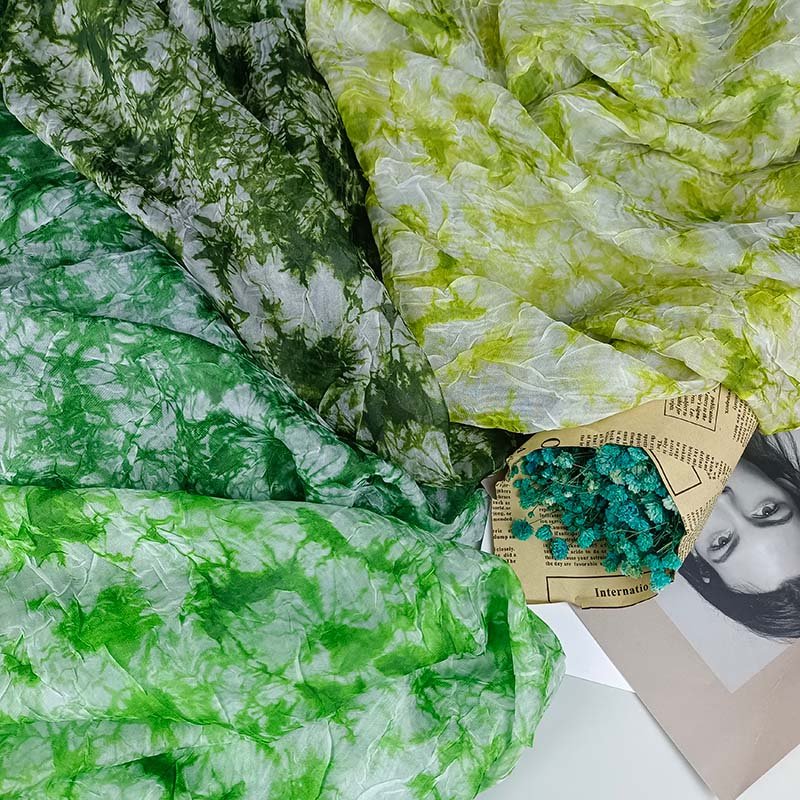 Competitive Price Low MOQ 100% Polyester Super Soft Crushed Tie Dye Chiffon for Scarfs