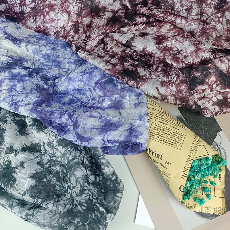 Competitive Price Low MOQ 100% Polyester Super Soft Crushed Tie Dye Chiffon for Scarfs