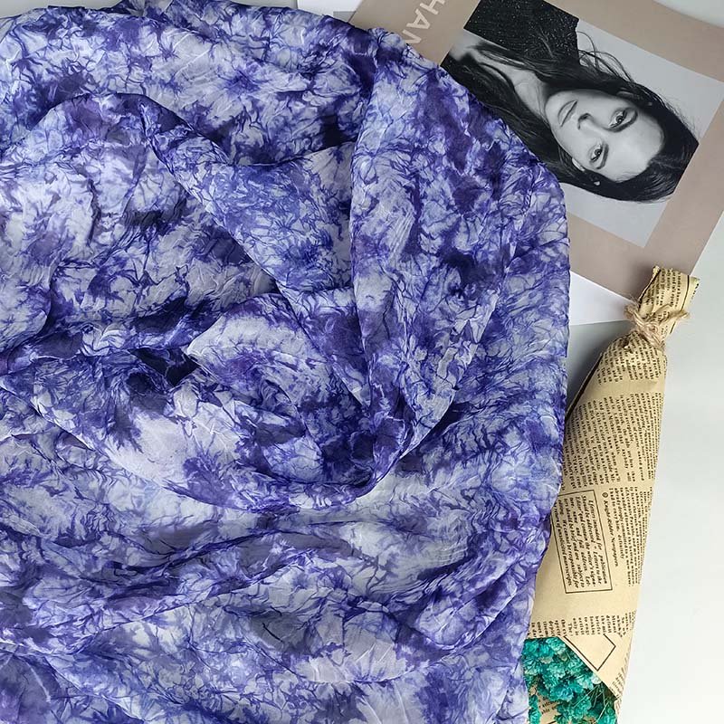 Competitive Price Low MOQ 100% Polyester Super Soft Crushed Tie Dye Chiffon for Scarfs