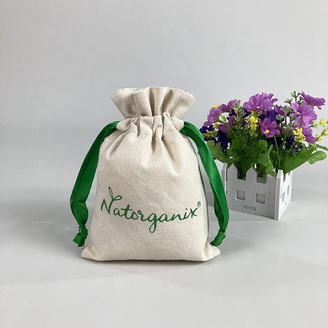 Small Cotton Bag With Ties Log Print Cute Strong Cotton Gift Bag Drawstring Prints Recycle Cotton Canvas Duffle Bag For Win