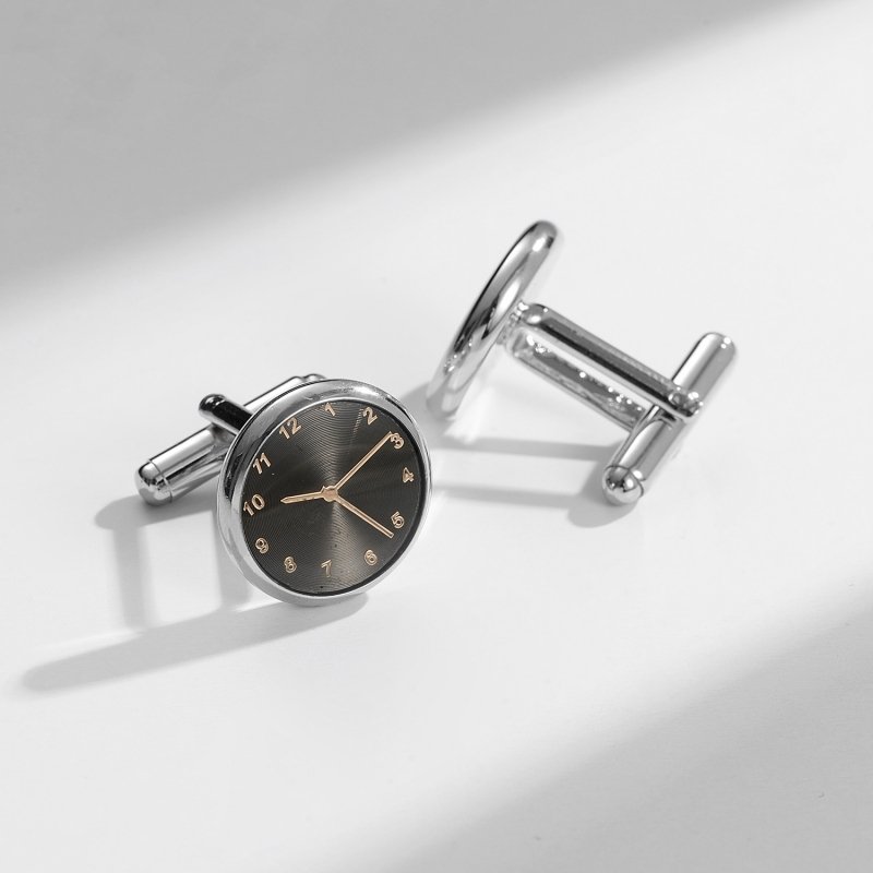 Daili Hot Sale Watch-Themed Cufflinks Time Display Cufflinks Creative Design Cufflinks Fashionable Accessory Cuff Links