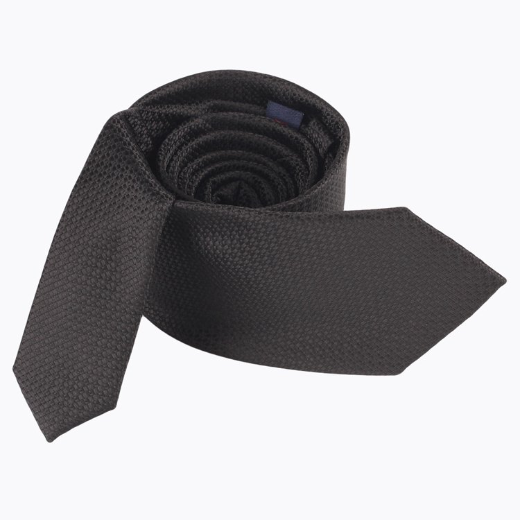 Black Solid Texture High Quality Factory Jacquard Hand Made Ties For Party 100% Polyester Necktie For Men