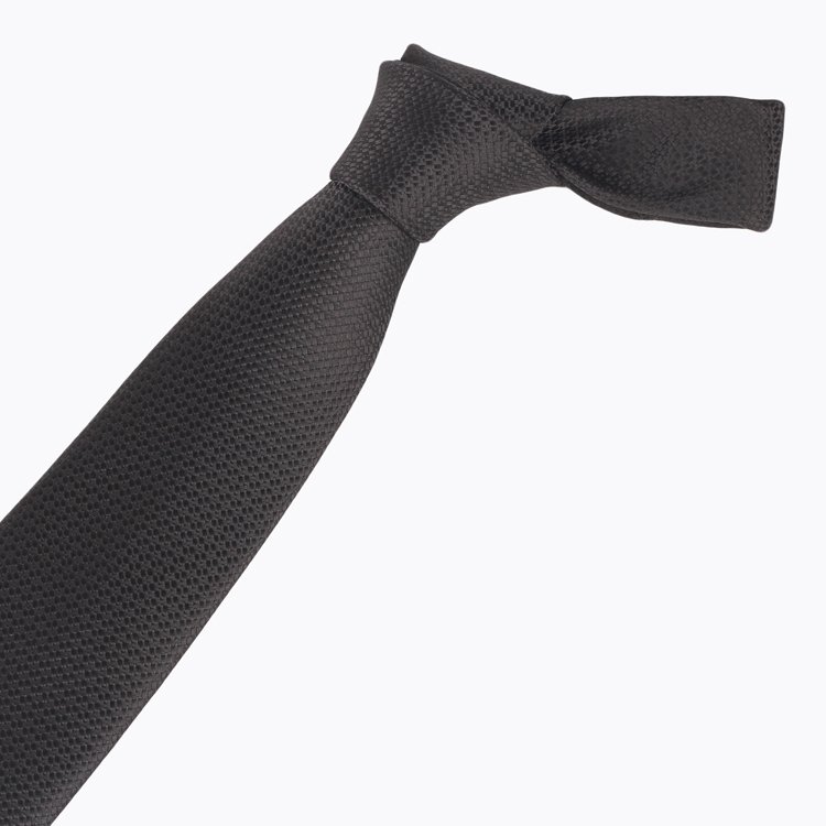 Black Solid Texture High Quality Factory Jacquard Hand Made Ties For Party 100% Polyester Necktie For Men