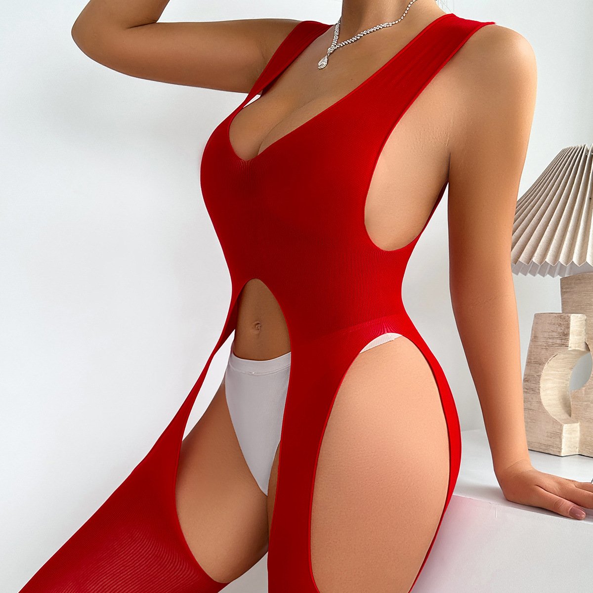 Womens Sexy Underwear Mesh Sheer Full Body Stocking Girls Nightclub Rhinestone Lingerie Two Piece Tie-dye hollowed-out dress