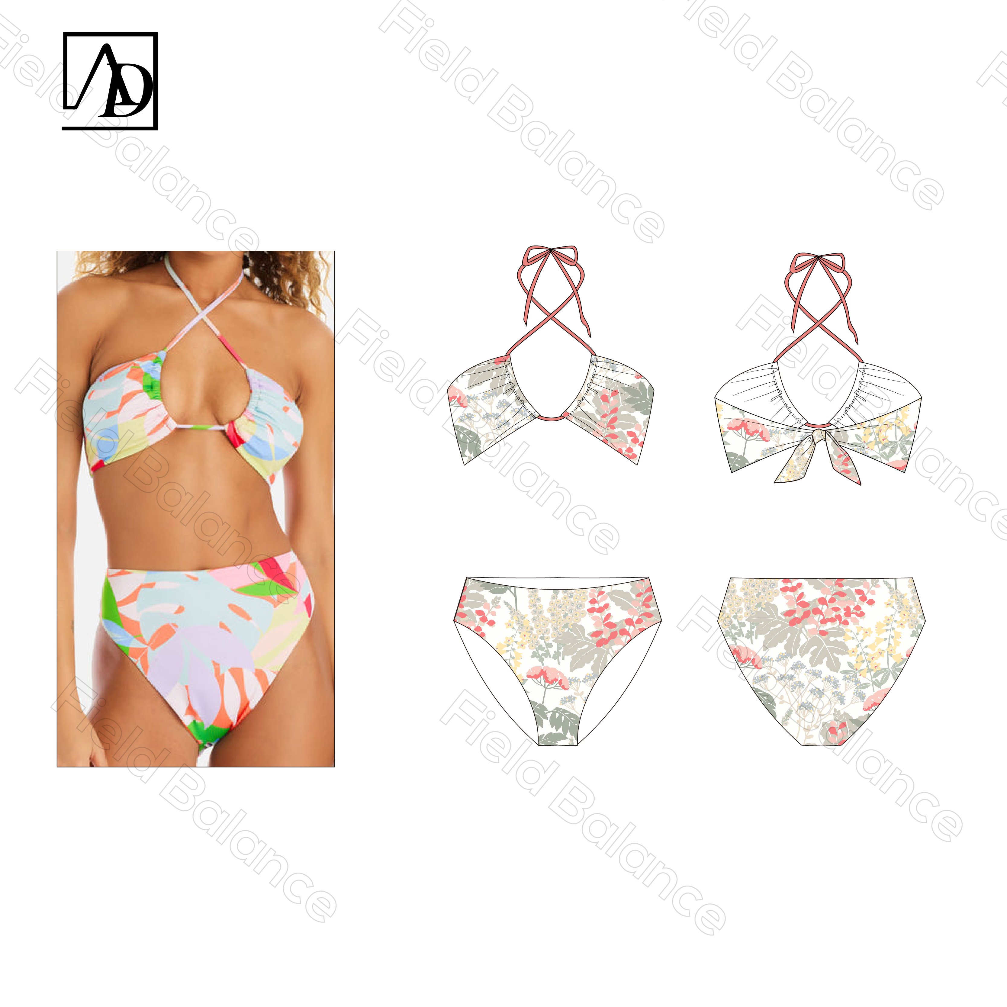 2024 fashion factory new custom printing one piece recycled swimwear split sexy bikini top high waist swimsuit bathing suits