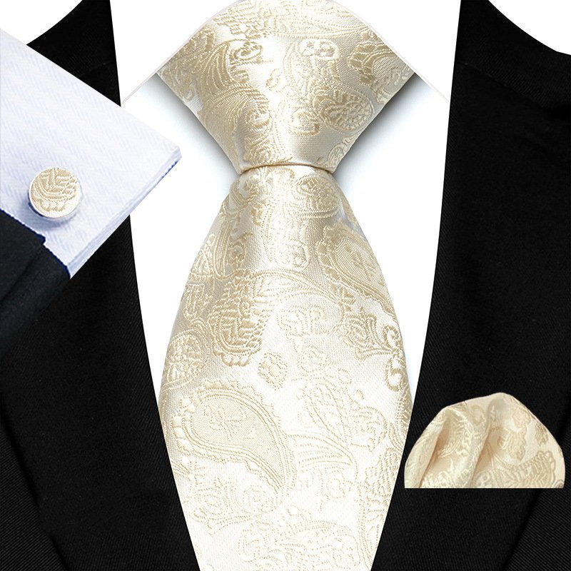 3.14inches Width Clothing Accessories Men Teal Blue Ties with Pocket Square and Cufflink Set
