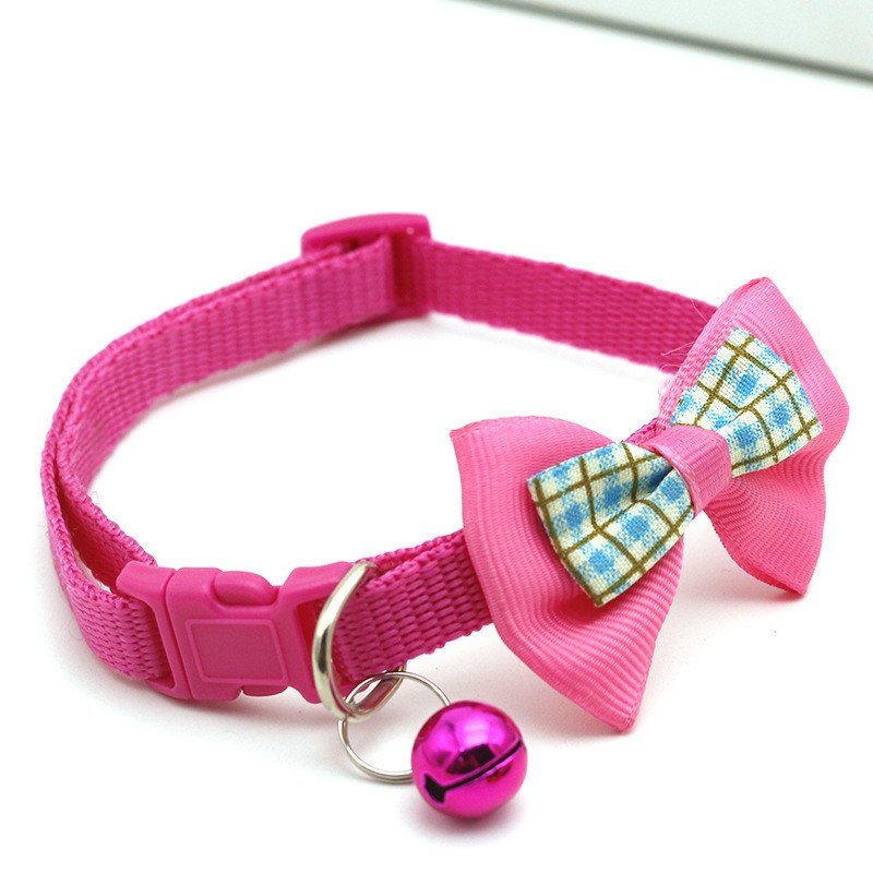 Cat Collar 7 Colors Adjustable Breakaway Nylon Pet Collars with Cute Bow Tie and Bell Cat Safe Necklace Pet Accessory
