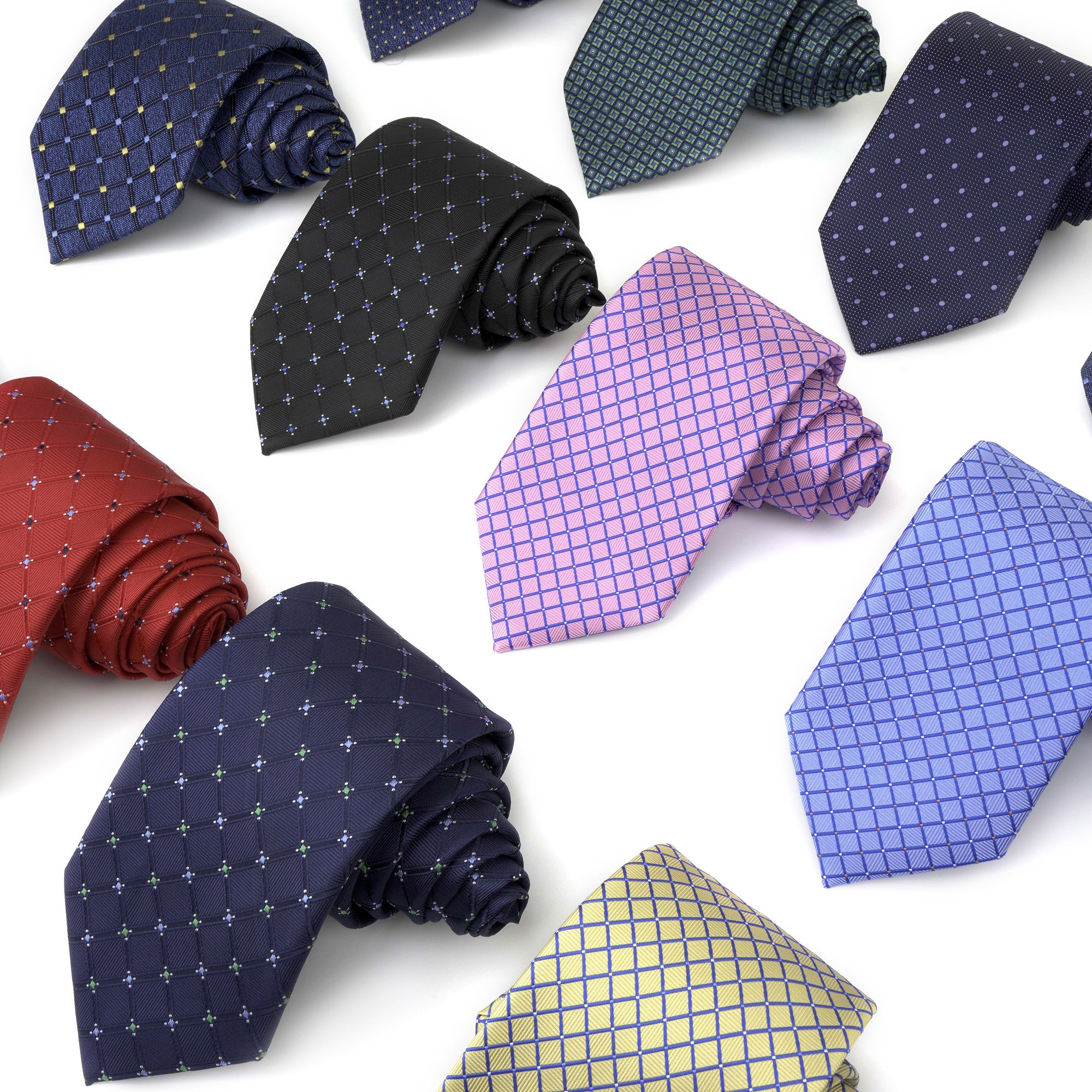 Mens Logo Paisley Plaid Strips Neckties Set Customize Men's Wedding Neck Ties and Hanky Jacquard Poly Pockets Square Box Set